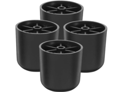 Ciieeo Conjunto De 4 Pés Móveis Redondos Plástico Preto 5cm Com Parafusos Para Sofás, Armários E Cômodas