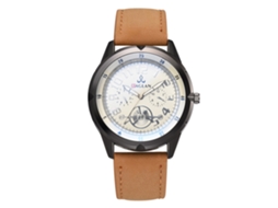 Relógio masculino de quartzo com pulseira de PU, estilo casual e formal, marrom.
