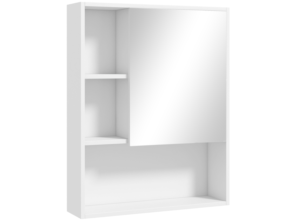 Armário de Parede para Banheiro com Espelho, Móvel para Banheiro, 5 Compartimentos e Prateleira Ajustável, 60x15x76cm, Branco CHEZMOI