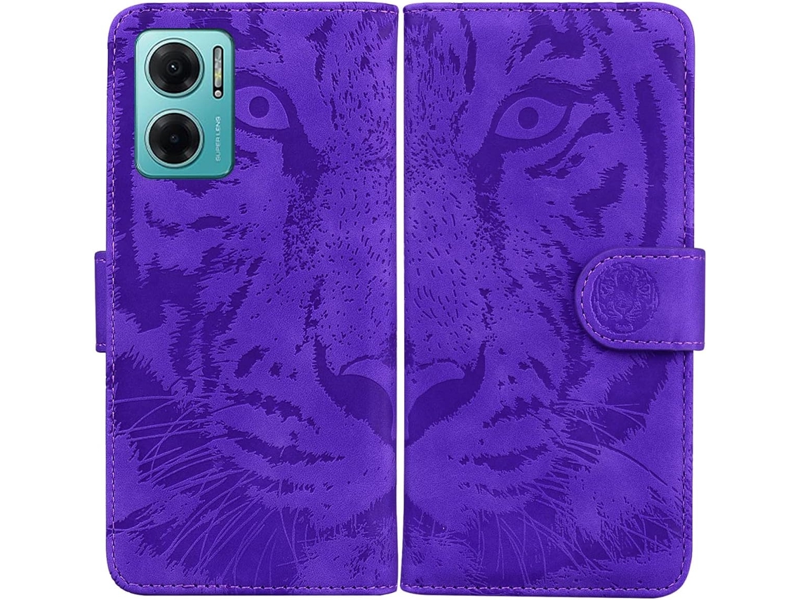 Capa Estampa Tigre Função para Xiaomi Redmi Note 11E HONGWE. Pele Sintética Magnética Multicor