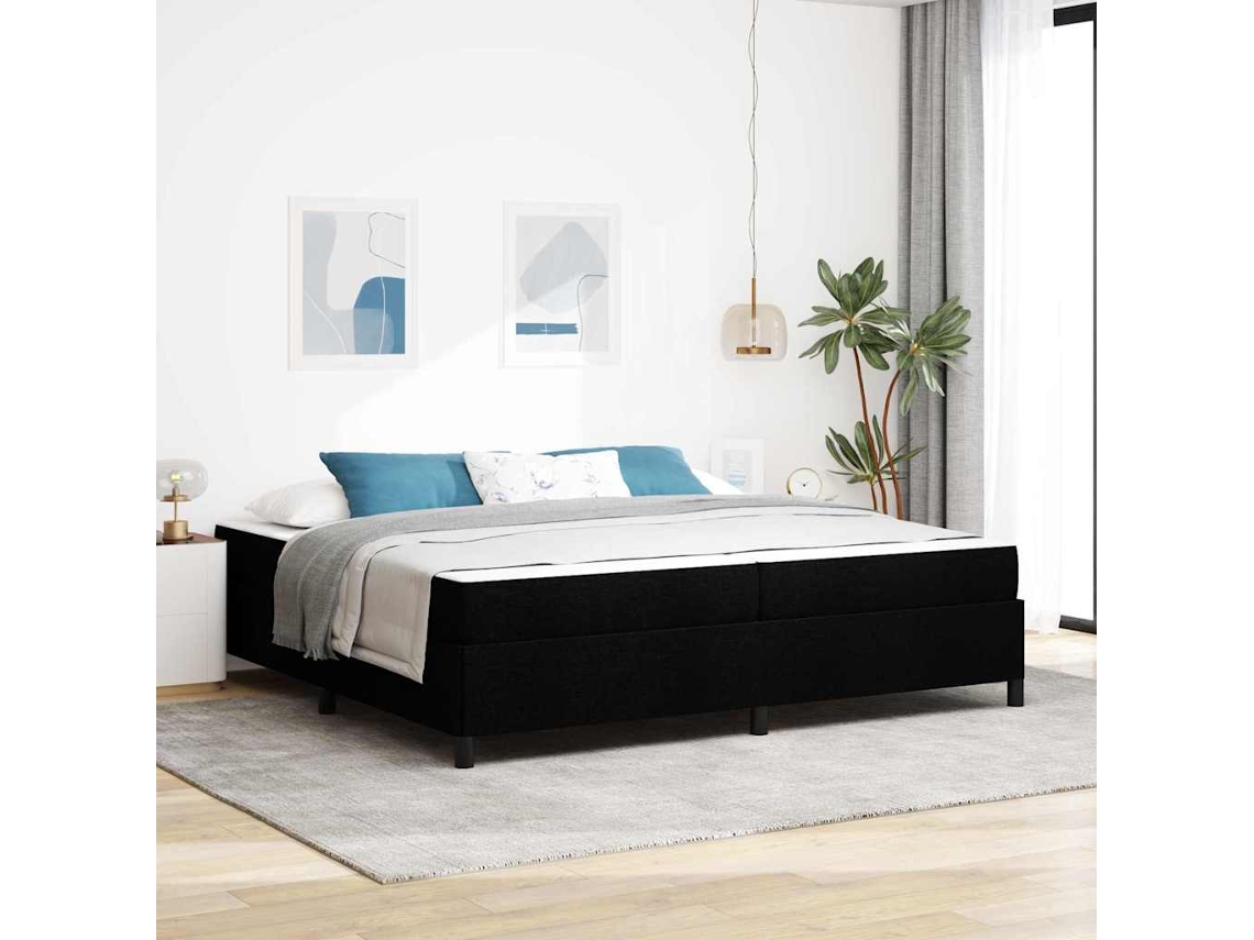 Vidaxl Cama Box Preto 200 X 200 Cm Tecido