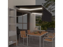 Vidaxl Toldo Retrátil Manual Com Estore E Luzes Led 4,5x3 M Antracite