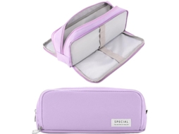 Estojo Para Lápis Roxo Meninas Adolescentes Com 3 Compartimentos E Grande Capacidade. Aquaforge