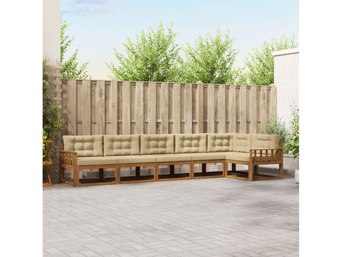 Vidaxl Conjunto De Sofás Para Exterior 6 Unid. Natural E Bege