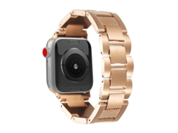 Bracelete para Apple Watch 46/49/45/44mm Aço Inoxidável com 3 Elos e Rosca Ondulada Ouro Rosa XIAOMOYU