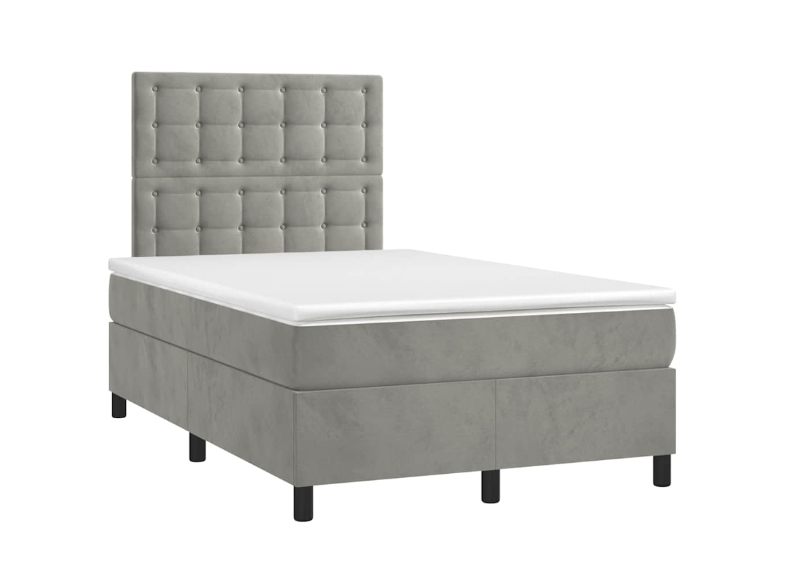Cama Boxspring com Colchão 120x190 cm Veludo Cinzento Claro MAISON EXCLUSIVE