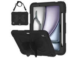 Capa para iPad Air 11 (2024) com ombreira de silicone, alça e suporte, preto Hengrongshen (2025)