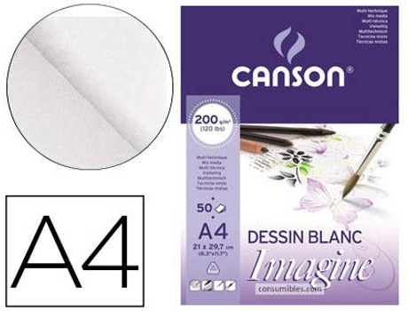 Bloco de Desenho Mix Media Imagine, A4, 200 g/m², 50 Folhas