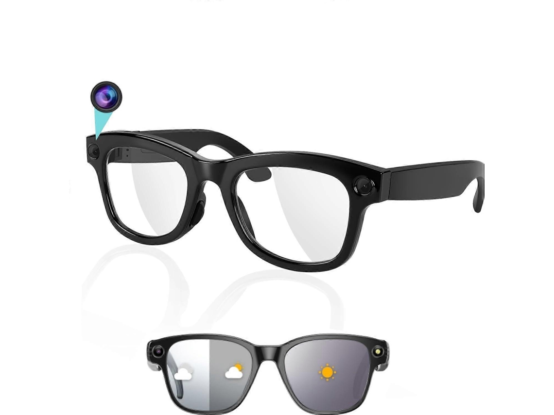 Óculos inteligentes com câmera HD de 8 MP e áudio, tradução em tempo real, Bluetooth 5.0, Carbon Preta.