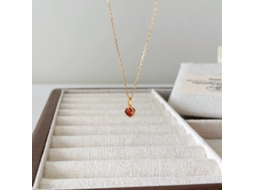 Colar com Pingente de Rosa Vermelha Dourada em Prata Pura 925, com Zircônia Vermelha Retrô, Único Diamante Simples e Versátil, Elegante e Moderno MDUG