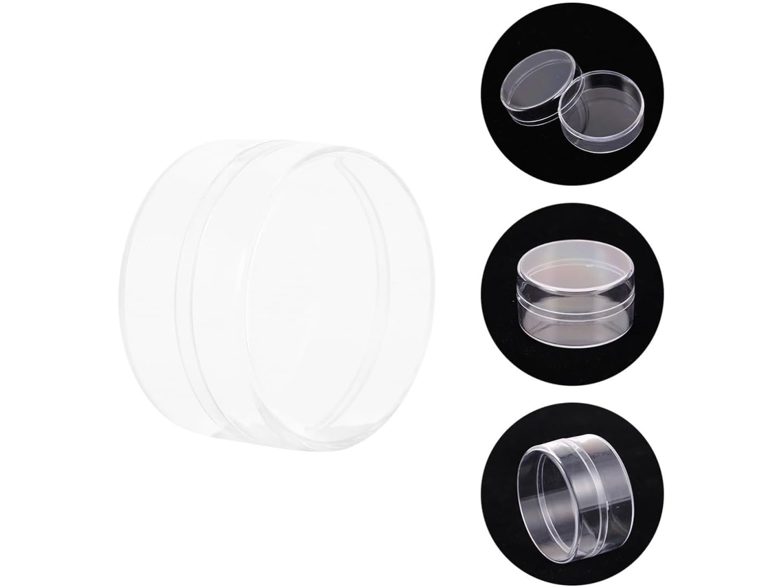 Conjunto De 12 Pequenos Potes Redondos De Plástico Com Tampas, Em Ps