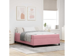 Vidaxl Estrutura da Cama com Colchão Rosa 140 X 190 Cm Tecido