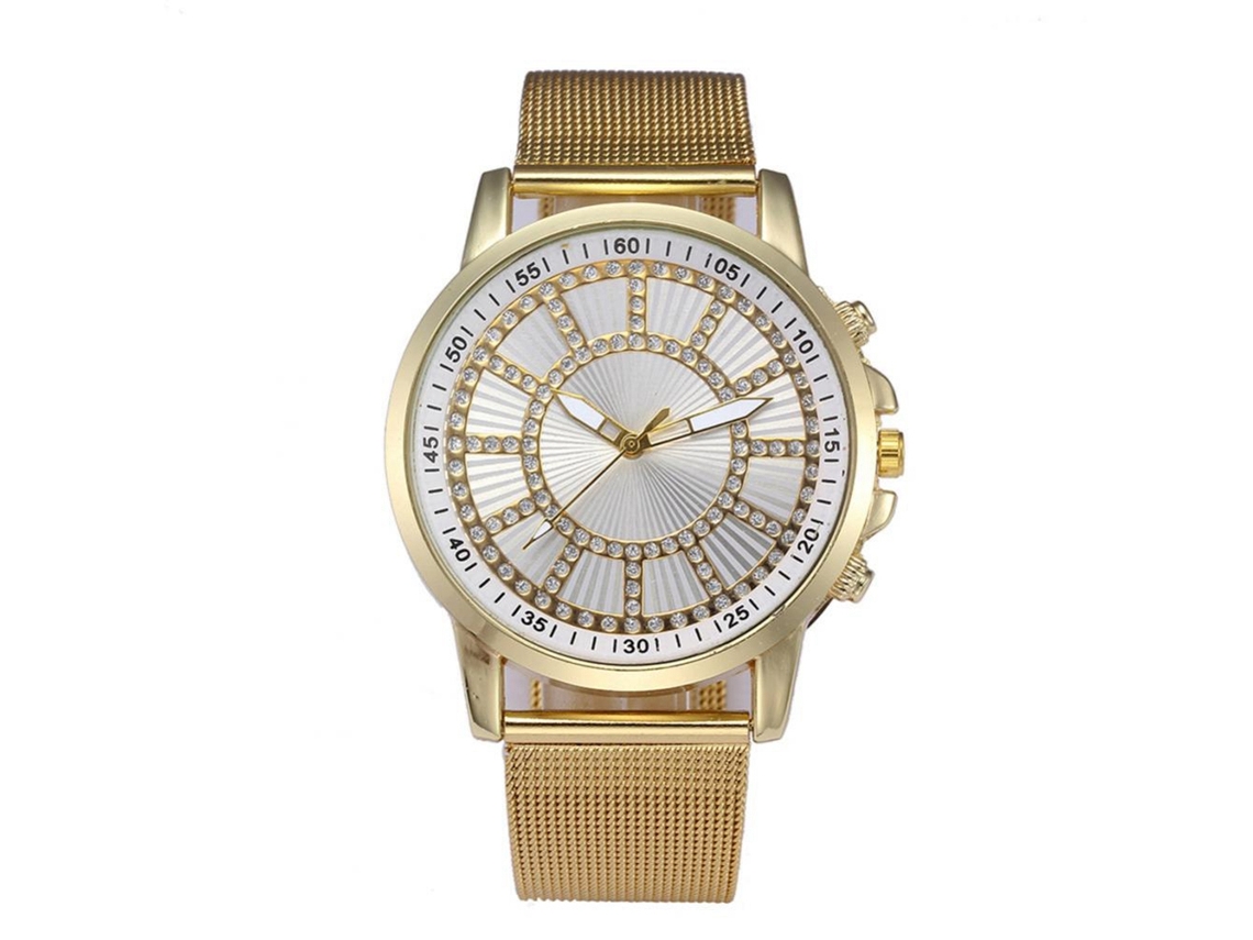 Reloj De Cuarzo Unisex Con Cinturón De Aleación Y Piedras Strass Para Hombres Y Mujeres