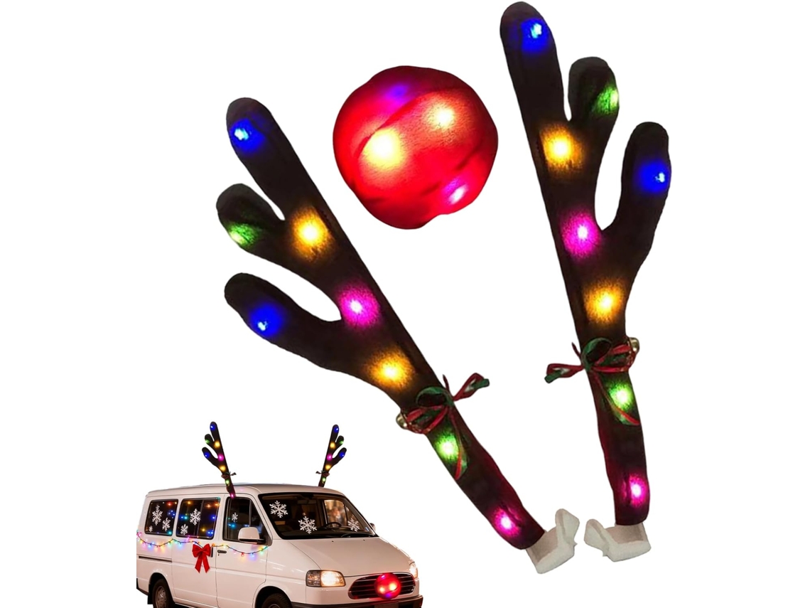 Enfeites De Natal Em Led Para Carro, Com Nariz E Sinos.