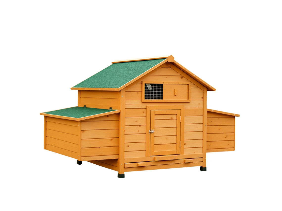 Galinheiro Para Galinhas Poedeiras, Com 2 Gavetas, Ninho E Telhado De Madeira Impermeável Para Exterior, 150x100x96,5 Cm
