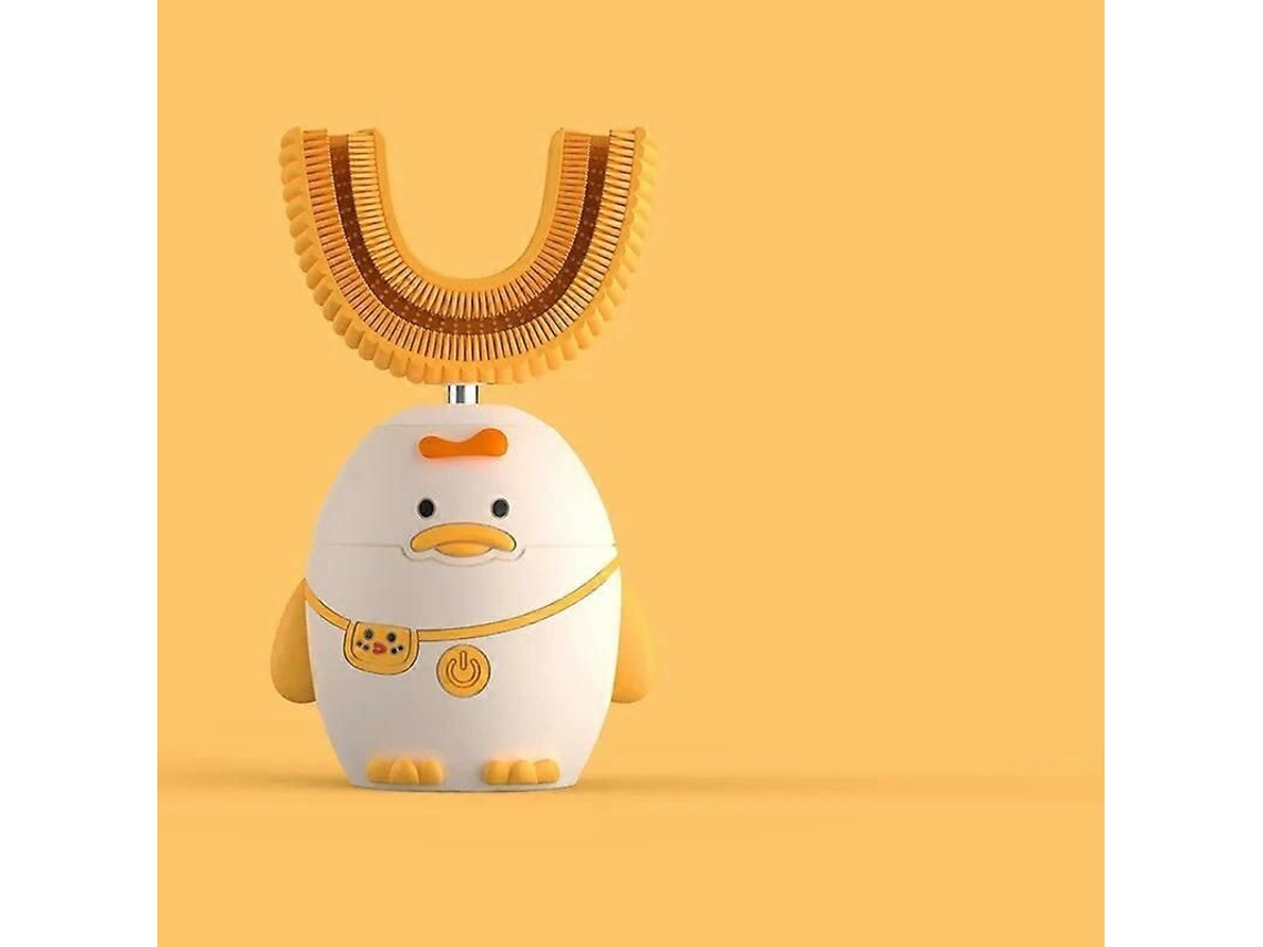 Escova de Dentes Elétrica Sônica Infantil Automática em Formato U com Ponta Silicone e Design Desenho Animado Dentes. GOKOCO