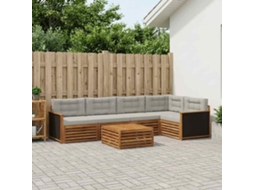 Vidaxl Conjunto De Sofás Para Exterior 6 Pcs Natural E Cinzento-claro
