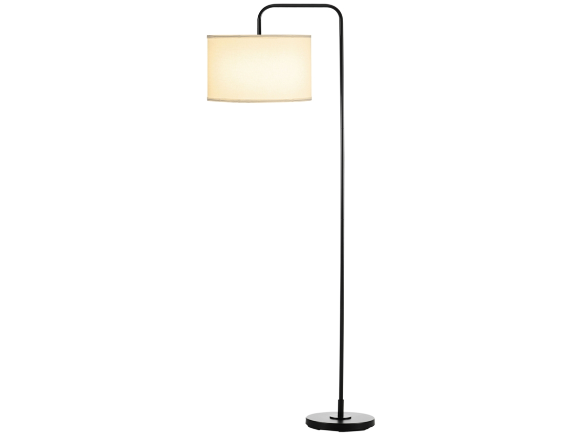Luminária De Chão Moderna Em Metal Preto Para Sala De Estar, Com Cúpula E Cabo De 180 Cm, 64 X 38 X 163,5