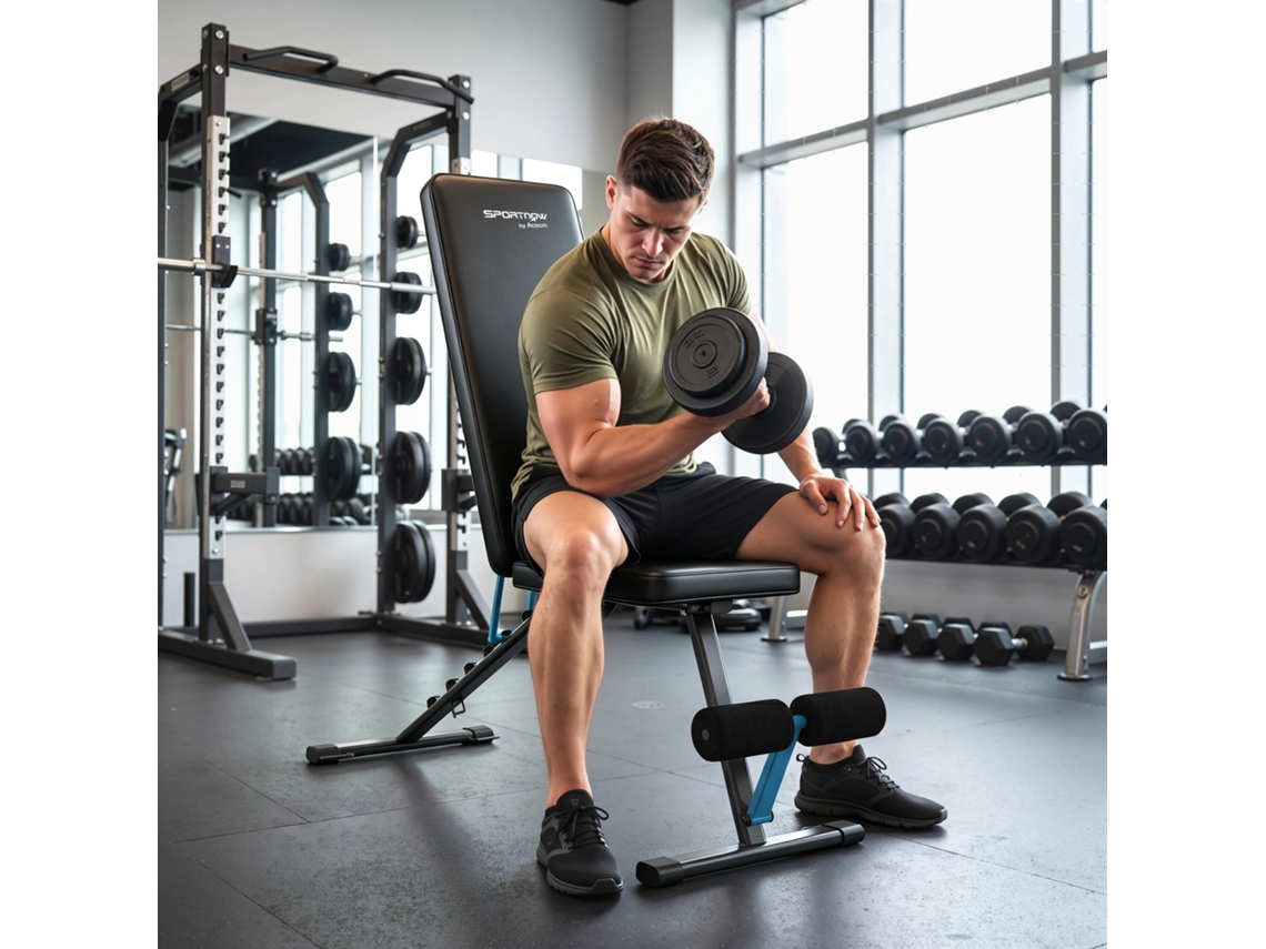 Weight Bench Adjustable Training Bench With Leg Extension 7-fold Backrest, Adjustable Padding 300 Kg Load