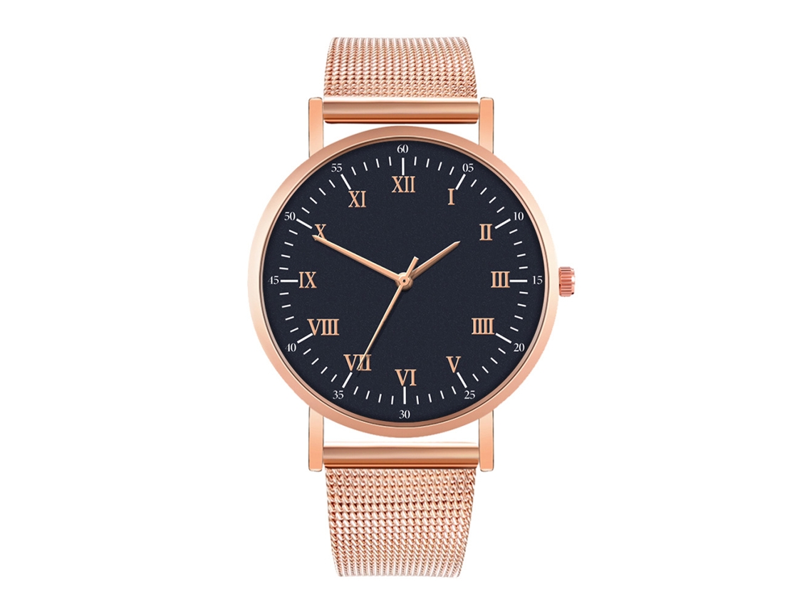 Reloj De Moda Para Parejas Con Correa De Malla Dial Redondo Cuarzo 5