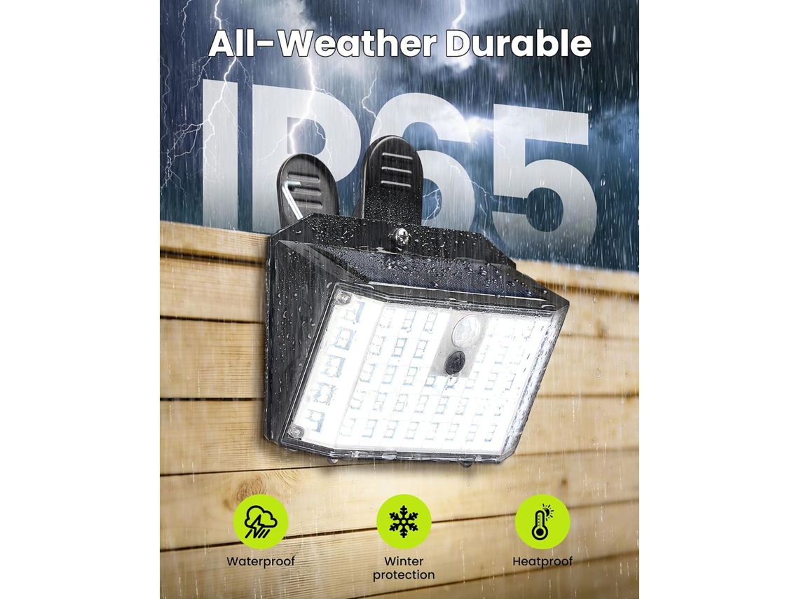 Kit Com 6 Unidades De Luminária Solar Led Com Sensor De Movimento, Energia Solar, Impermeável, 3 Modos, 176 Led, Luz Branca Para Jardim