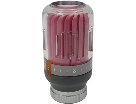 Cabeça de Válvula Termostática para Radiador Rosa/Cinza M30X1,5 de Cor Cristal Temperatura 8-30°C