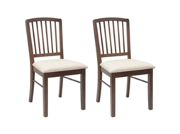 Conjunto 2 Cadeira De Jantar Vidaxl Castanho Madeira De Seringueira Maciça (50 X 52,5 X 91 Cm)