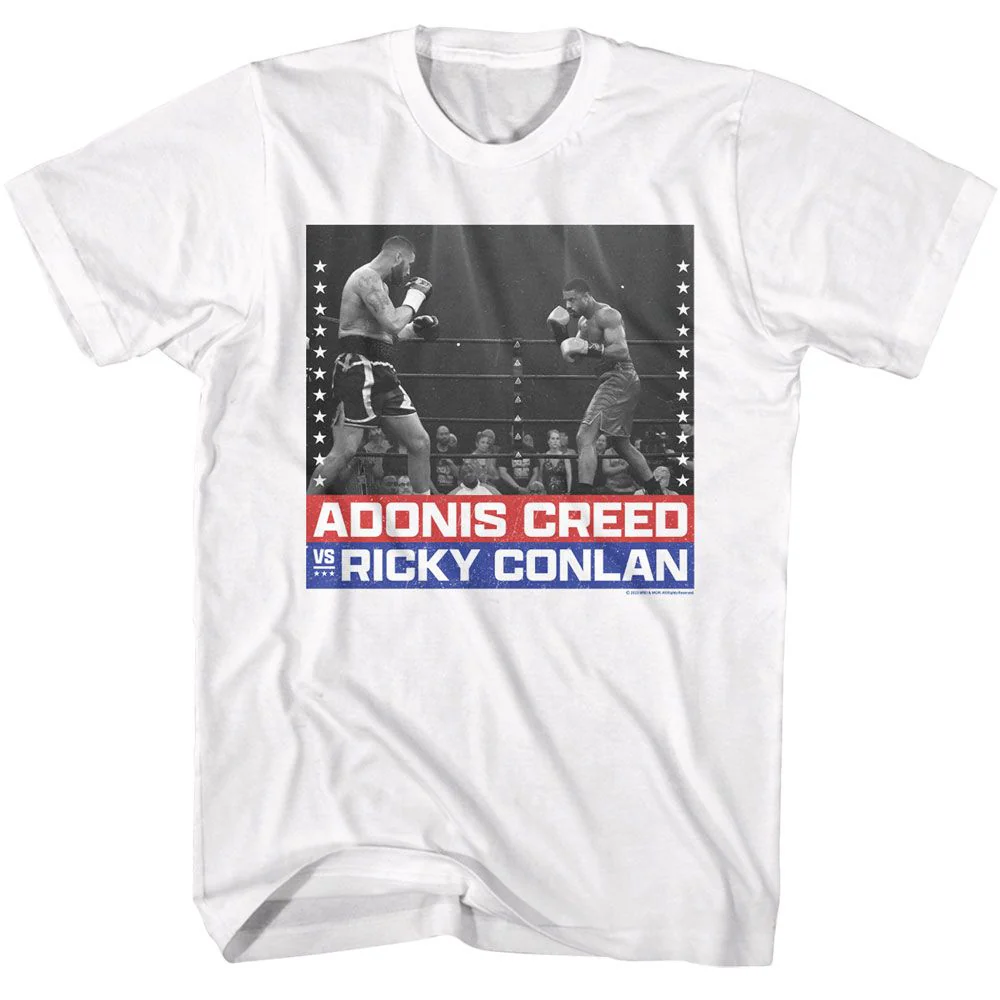 Unisex Adult T-shirt Rockinstone Rocky Movie Creed Vs Conlan White Sizexl