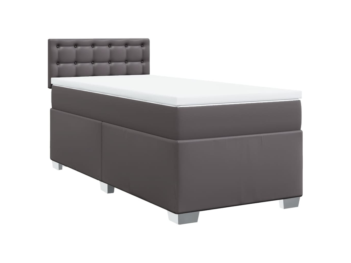 Cama com Molas Couro Artificial Cinzento MAISON EXCLUSIVE 100x200 cm