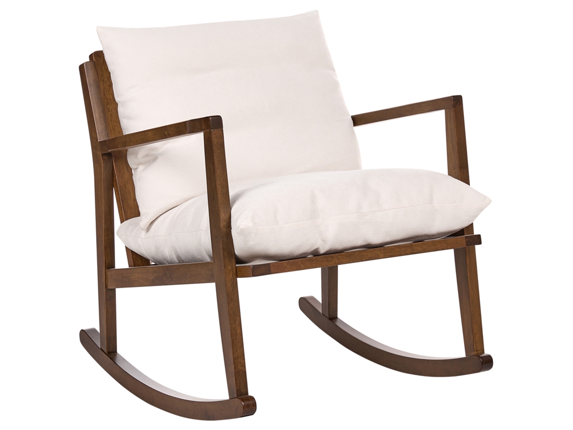 Mecedora Beliani Kjevik De Madera De Caucho Beige 65x75x75