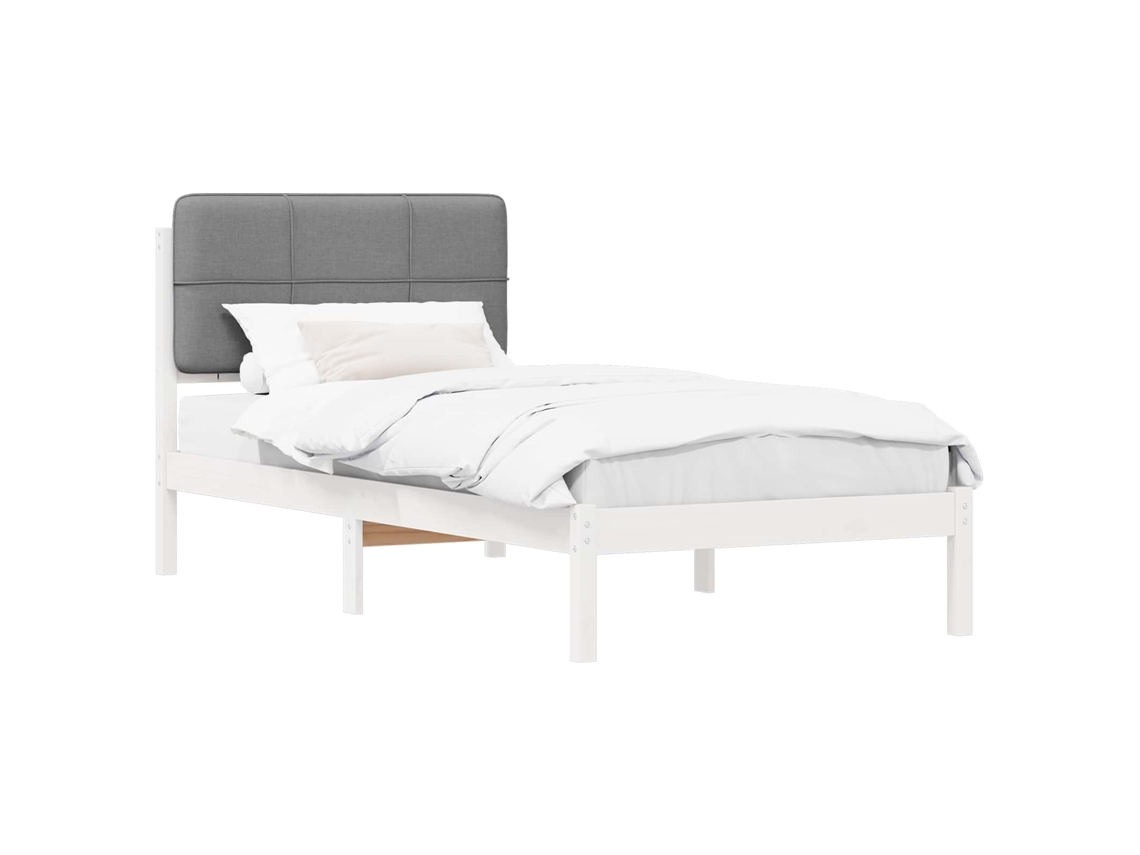 Estrutura de Cama com Cabeceira Estofada em Cinzento Claro MAISON EXCLUSIVE
