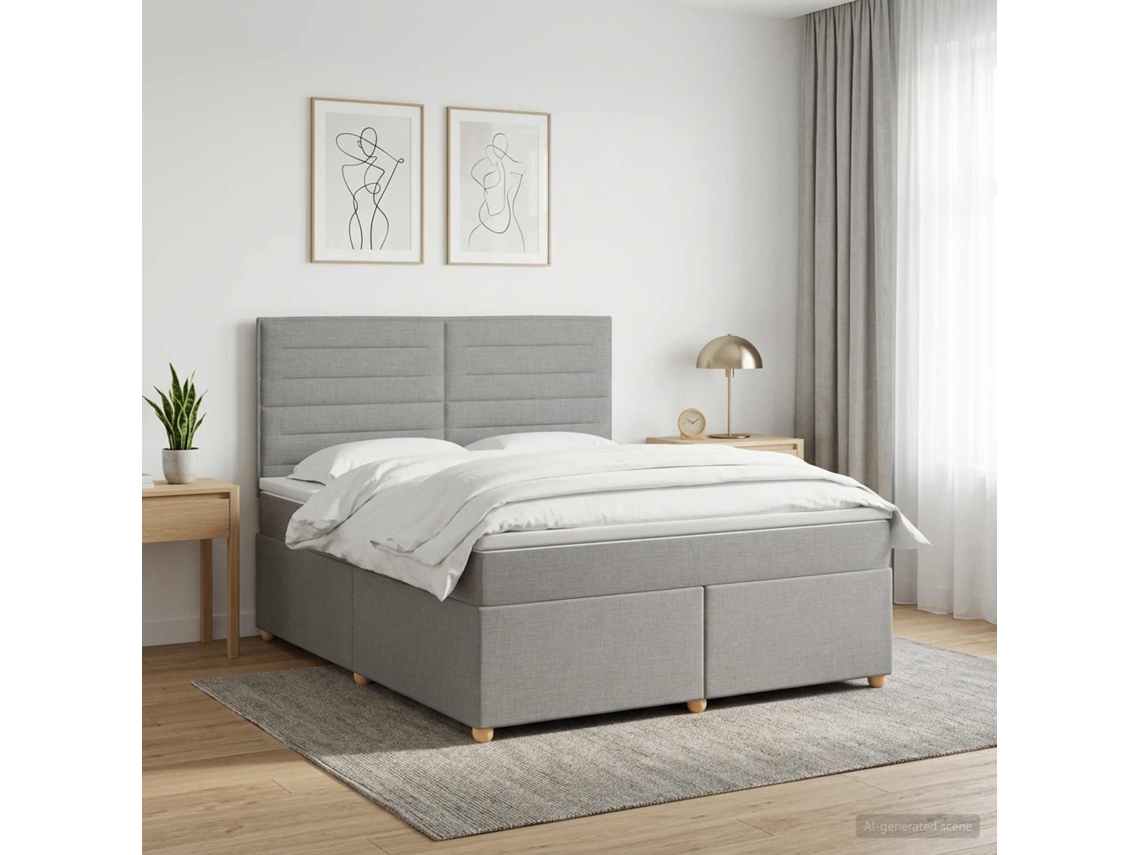 Vidaxl Cama Box Spring Com Colchão Cinzento-claro 140 X 200 Cm Tecido