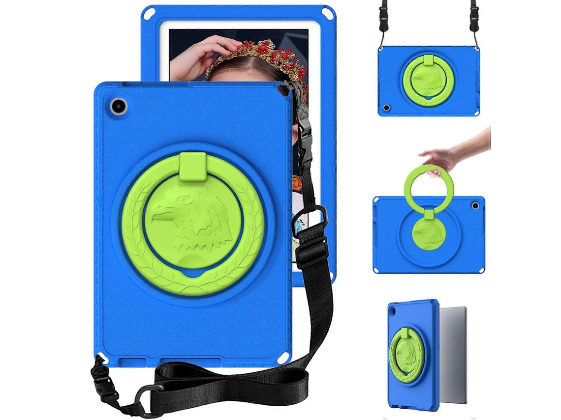 Capa para Lenovo Tab M10 com suporte e elevação, capa antiderrapante de EVA à prova de choque, azul Hengrongshen (3ª geração)