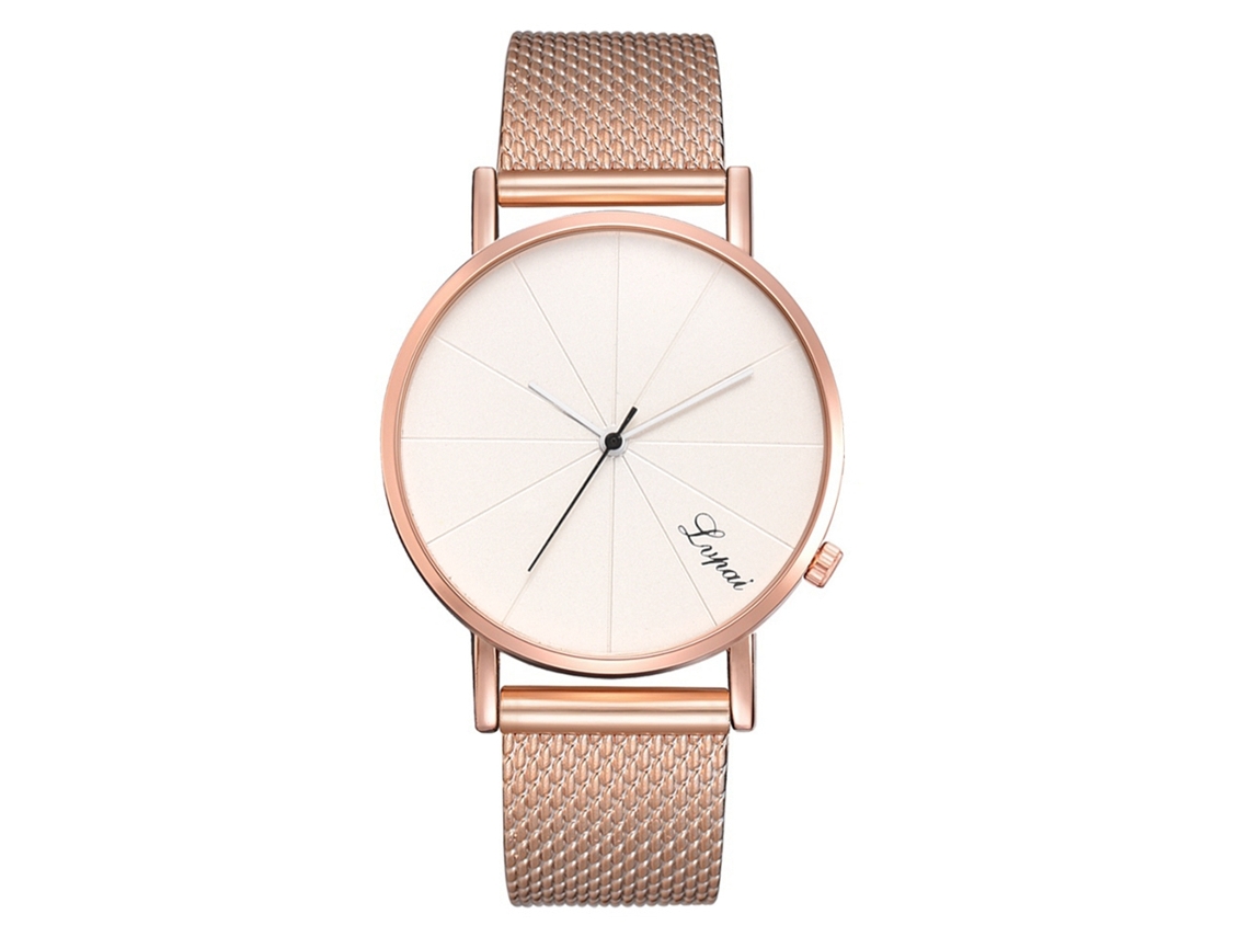 Relógio de Pulsera Feminino Lvpai de Quartzo com Pulseira de Silicone Design Simples Rosa Ouro Branco