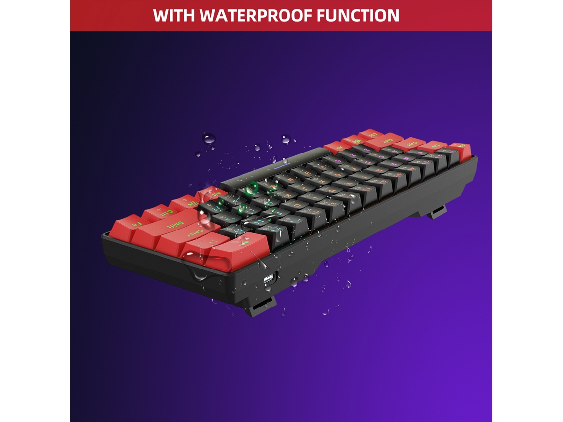 Teclado Mecânico Para Jogos Hxsj V900 Rgb Com 61 Teclas, Interruptores Azuis E Design Compacto