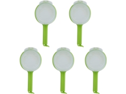 Conjunto de 5 Clipes Plásticos Reutilizáveis para Vedação Alimentar com Bico Dosador, Alfinetes para Saco Lanche