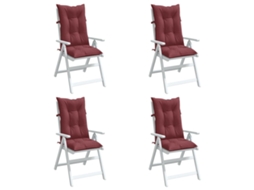 Vidaxl Almofadões Cadeiras Altas 4 Pcs Mesclado Tecido Vermelho Tinto