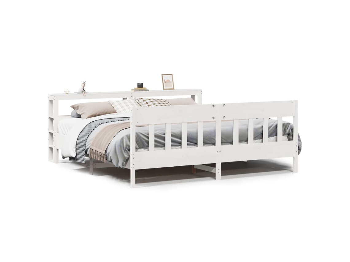 Cama Sem Colchão 180x200 cm Madeira de Pinho Maciça Branco MAISON EXCLUSIVE