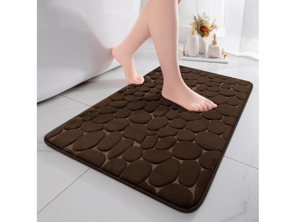 Tapete De Banheiro - Portátil - Absorvente - Decorativo Antiderrapante - 43×64 Cm, Marrom