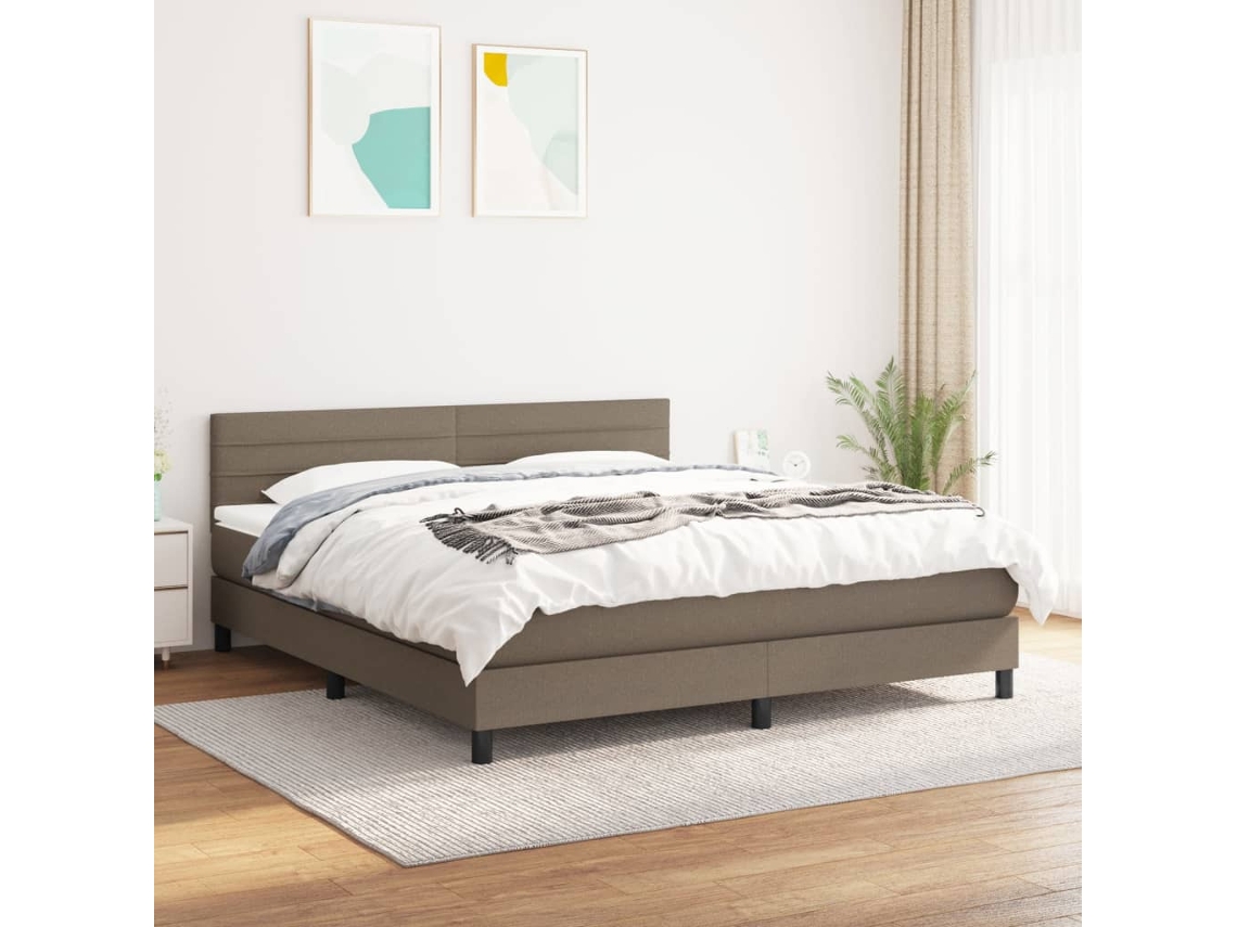 Vidaxl Cama Com Molas/colchão 180x200 Cm Tecido Castanho-acinzentado