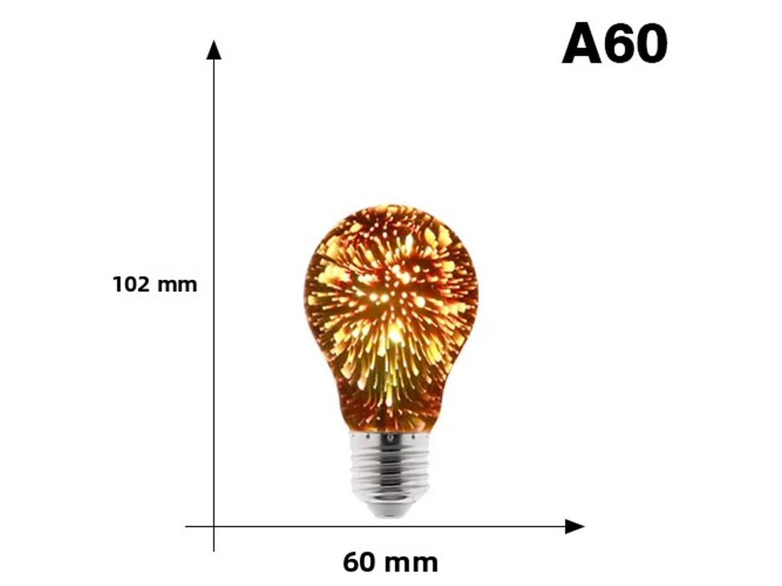 Lâmpada Led 3d Colorida E27 220v Retro Fogos De Artifício Decorativa De Natal Led Mdug (a60)