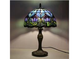 Abajur De Mesa Botowi Estilo Tiffany, Com Cúpula De Vidro Em Formato Tulipa Roxa, 30cm 12 Polegadas, Ideal Para Quarto
