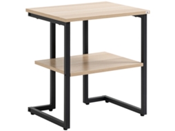 Mesa Auxiliar Melamina de Madeira e Aço Cor Madeira e Preto 45x35x48 cm Homcom
