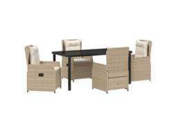 Maison Exclusive - Conjunto De Jantar Para Jardim 5 Pcs Bege E Cinza Claro Vime Pe