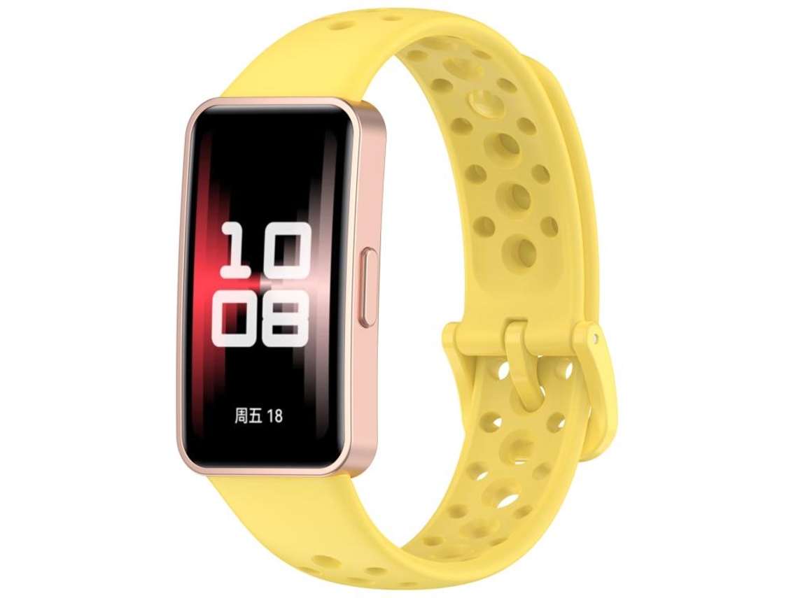 Bracelete respirável para Huawei Band 10 em silicone amarelo XIAOMOYU