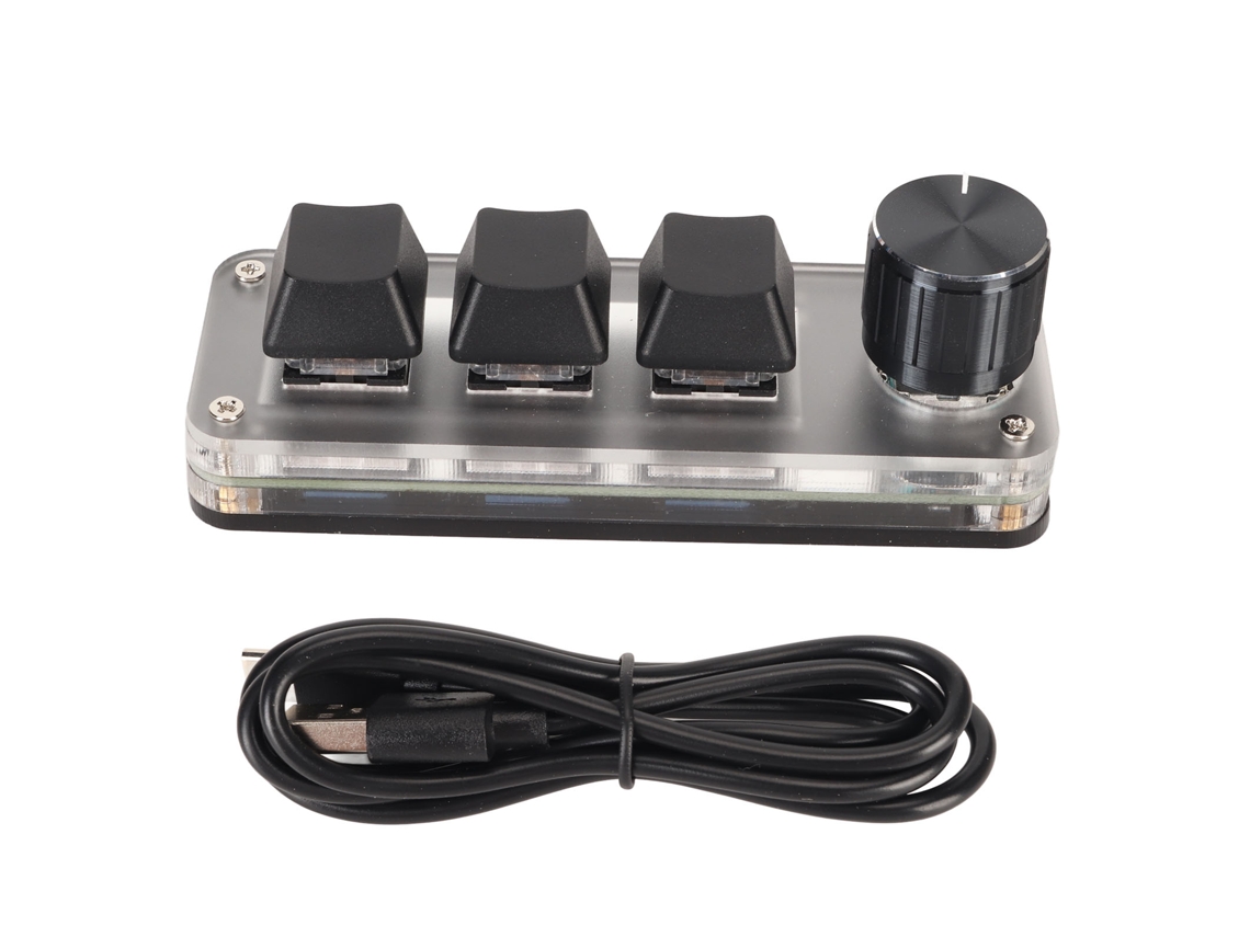 Teclado Programável Mini Usb Com 3 Teclas E Botão Rotativo
