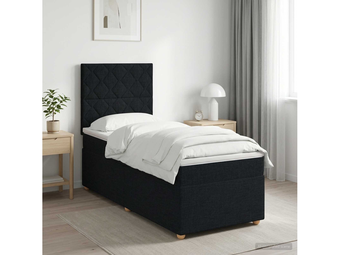 Vidaxl Cama Box Spring Com Colchão Preto 80 X 200 Cm Tecido