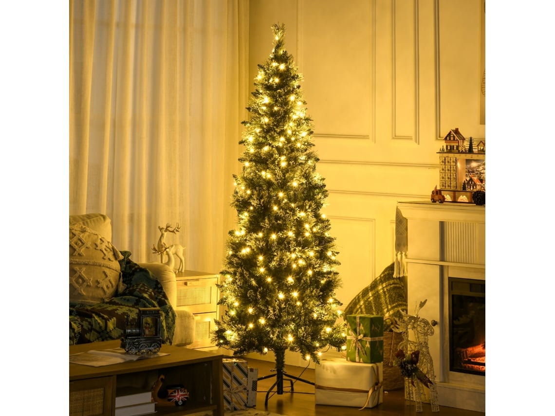 Árvore De Natal Artificial, Em Aço, Plástico, Com Iluminação Led, Cor Verde