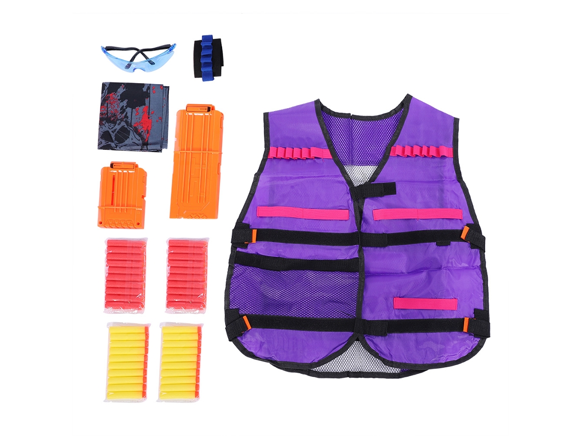 Kit De Colete Para Brinquedo De Arma Infantil Com Clipes, Dardos Macios, Óculos E Máscara