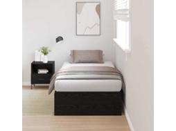 Vidaxl Estrado De Cama Com Arrumação Carvalho Preto 90 X 190 Cm